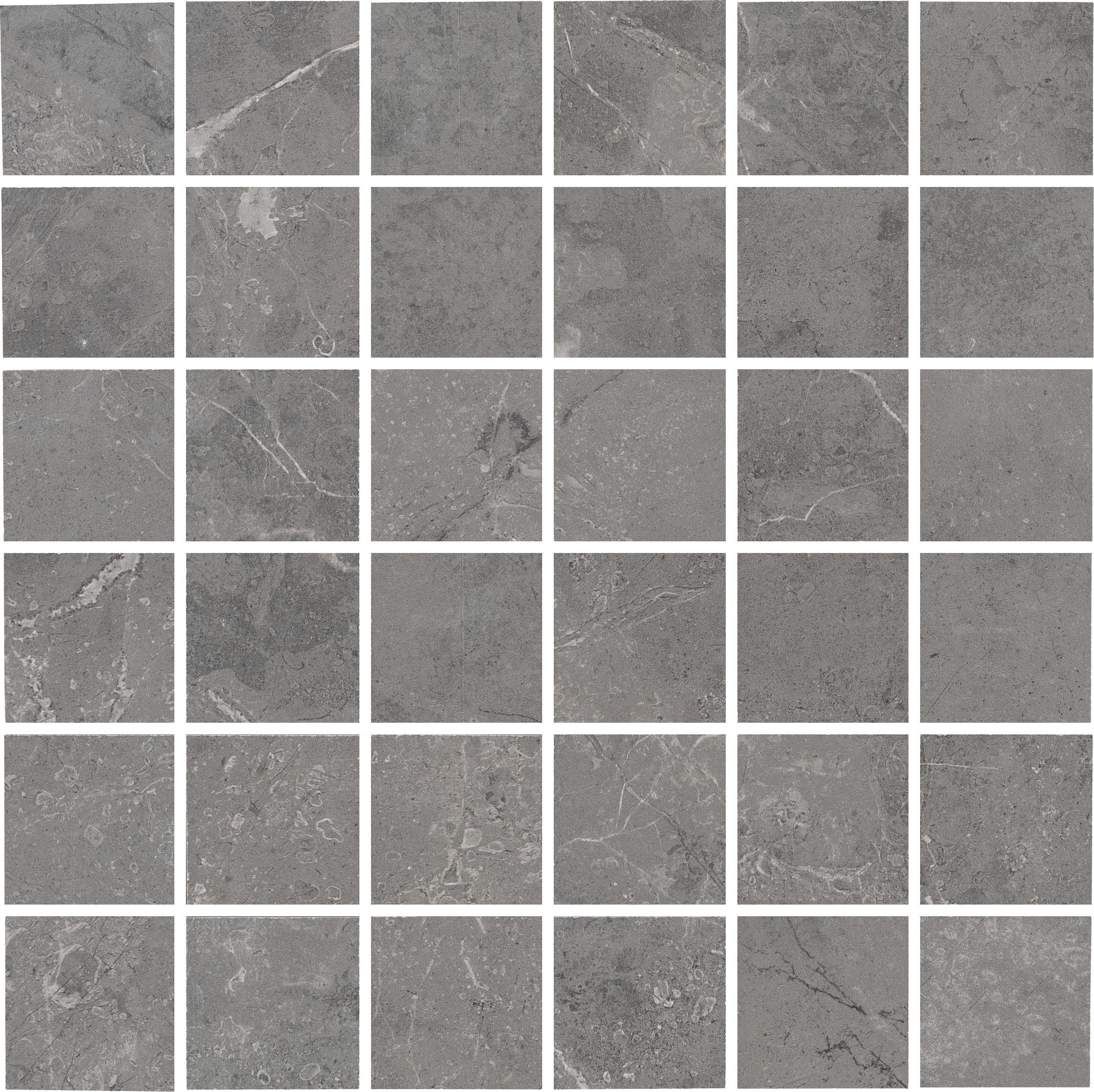COBBLESTONE CADENCE: Ashen Allegro Straight Stack 2X2 Mosaic (12"x12"x9-mm | natural | rectified)