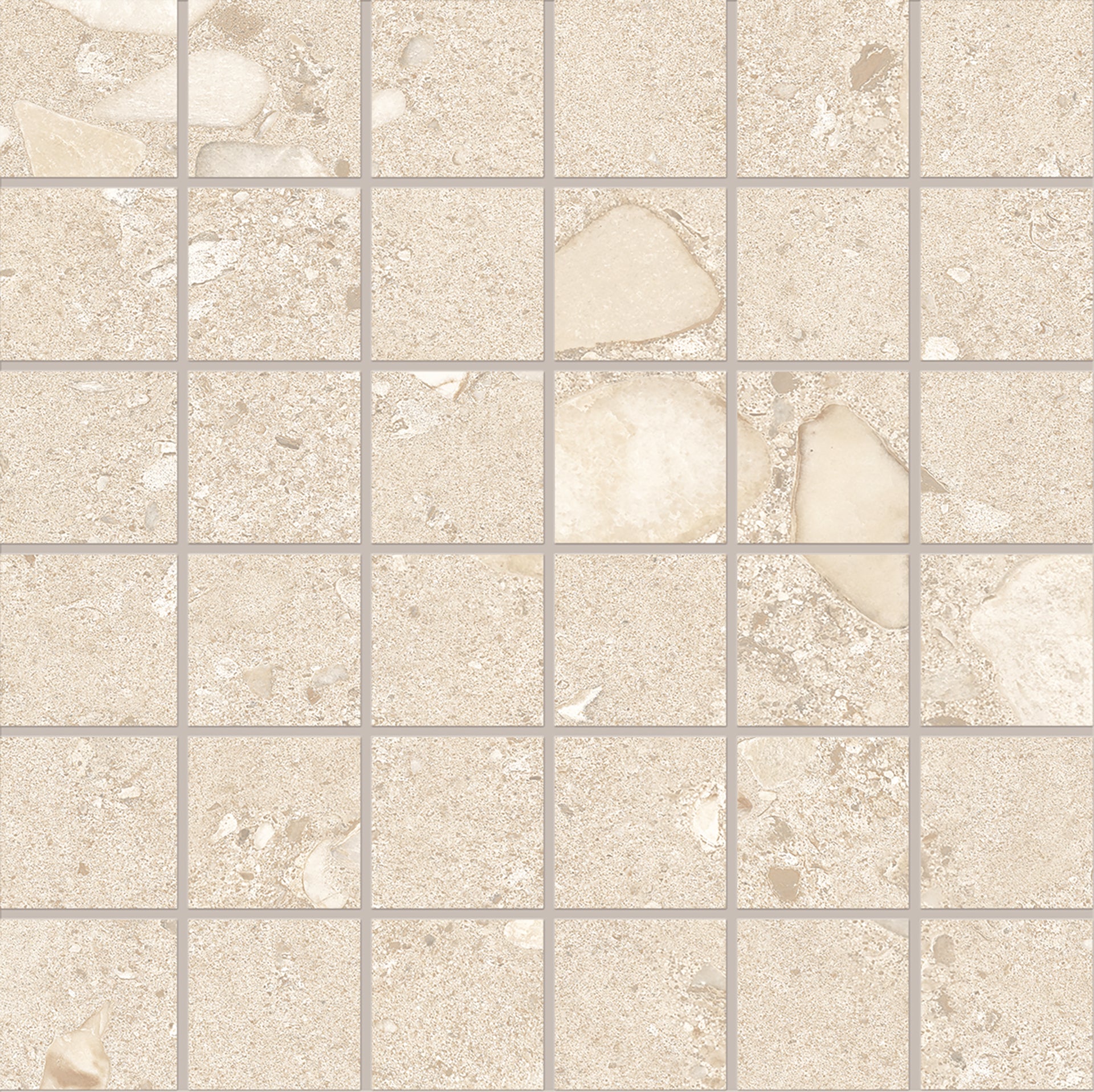 GemmaStone Sabbia porcelain mosaic tile by Emil, silktech finish, 11 13/16"x11 13/16"x9-mm size. Premium Italian porcelain for floors and walls.