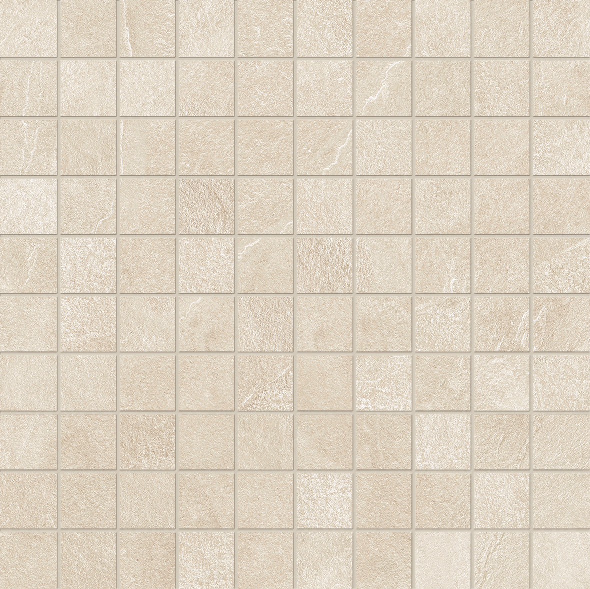 Cornerstone Evolution SLATE SAND porcelain mosaic tile by Emil, naturale finish, 12"x12" size. Premium Italian porcelain for floors and walls.