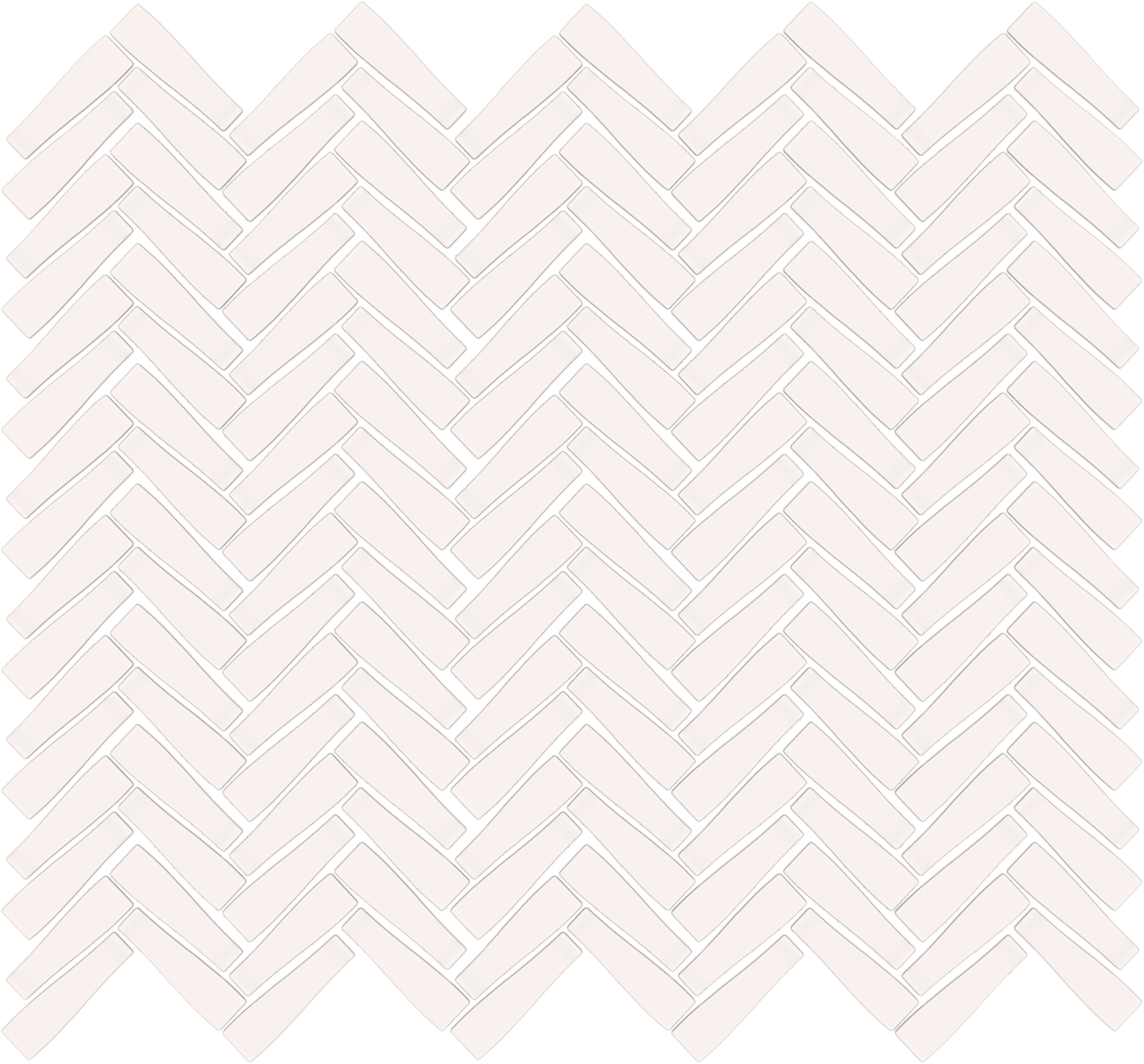 CADENCE GLASS: Crescendo White Herringbone Mosaic (11"x11"x6-mm | matte | pressed)