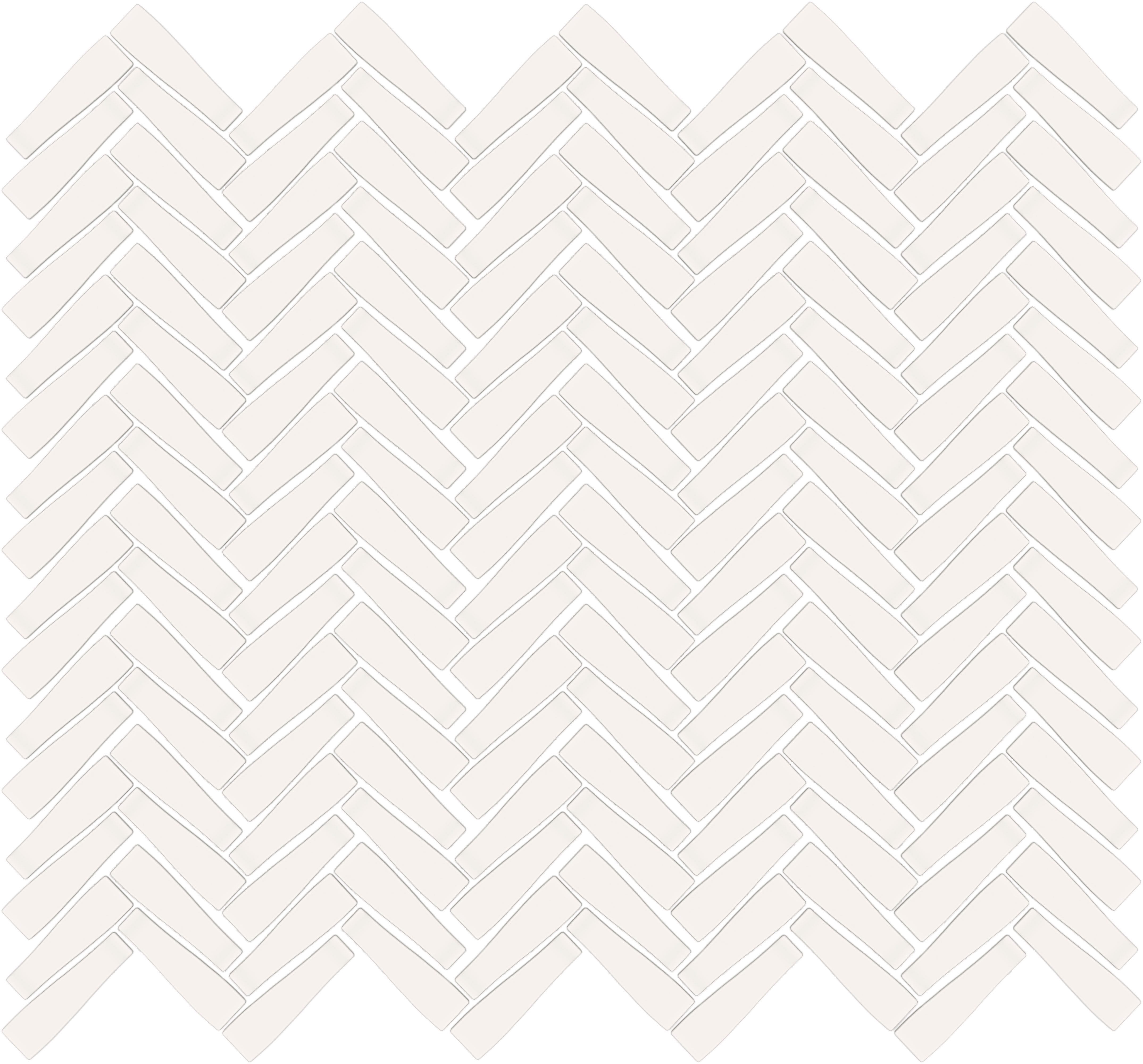 CADENCE GLASS: Crescendo White Herringbone Mosaic (11"x11"x6-mm | matte | pressed)