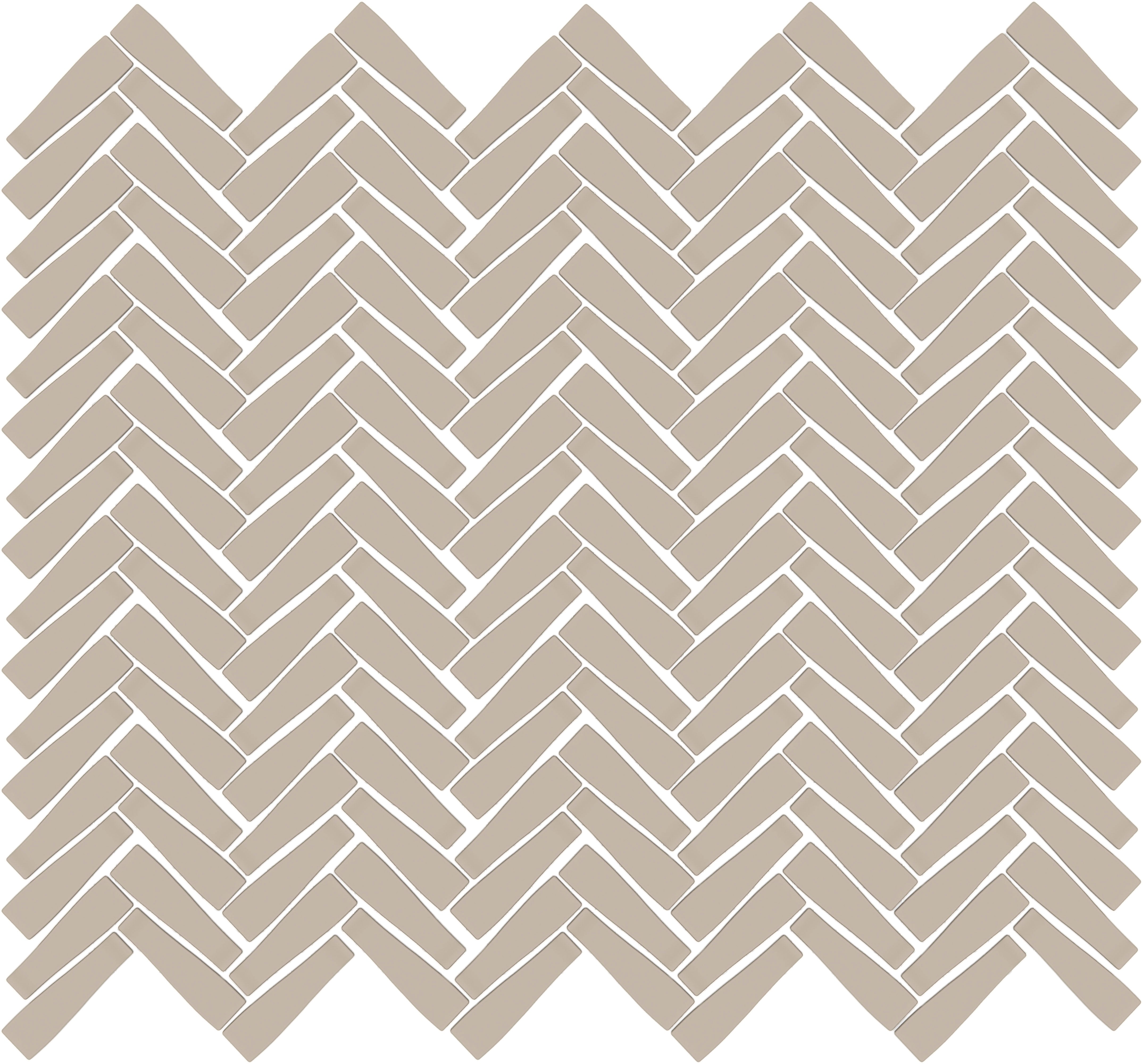 CADENCE GLASS: Barrelhouse Beige Herringbone Mosaic (11"x11"x6-mm | matte | pressed)