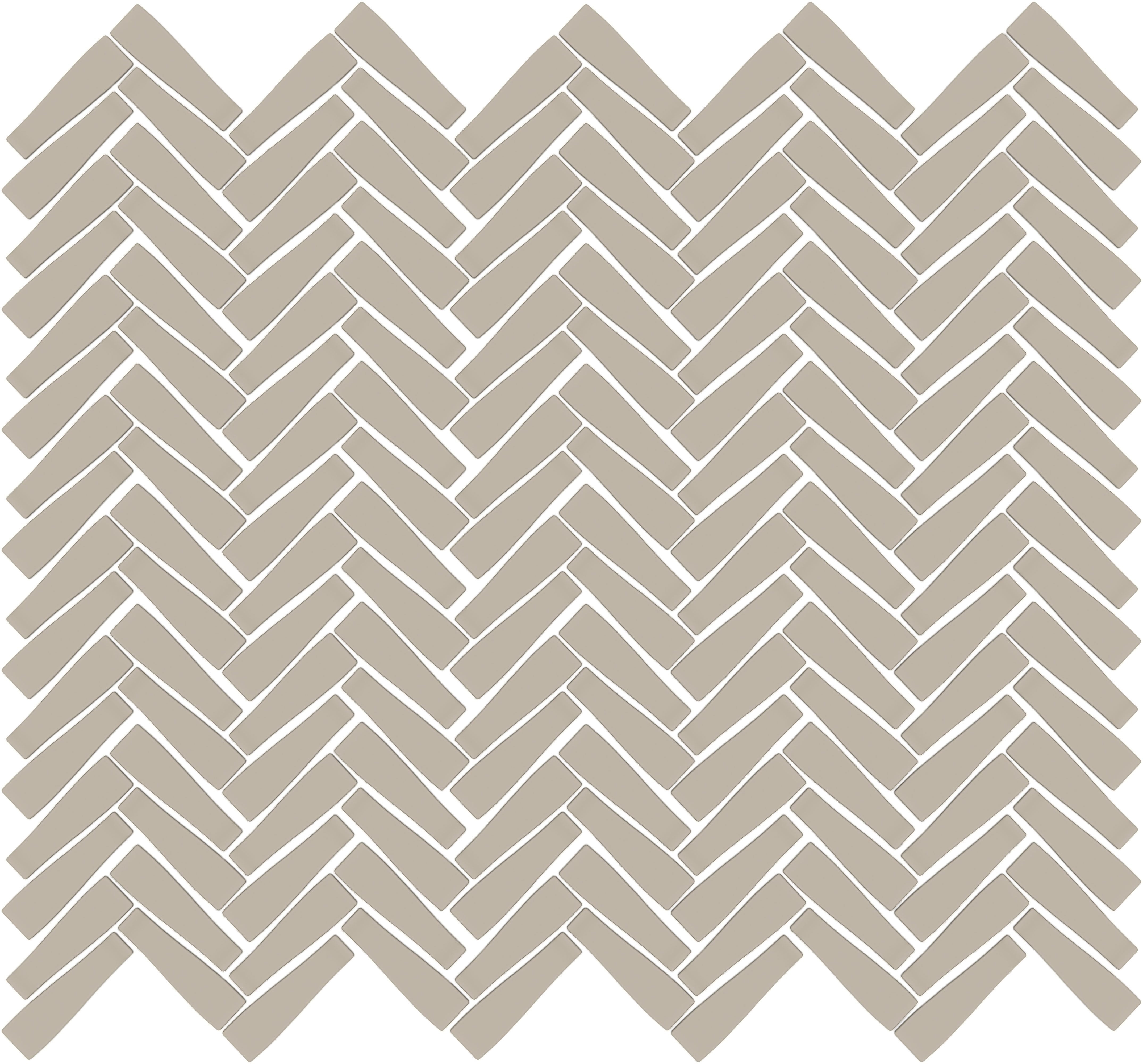 CADENCE GLASS: Barrelhouse Beige Herringbone Mosaic (11"x11"x6-mm | matte | pressed)