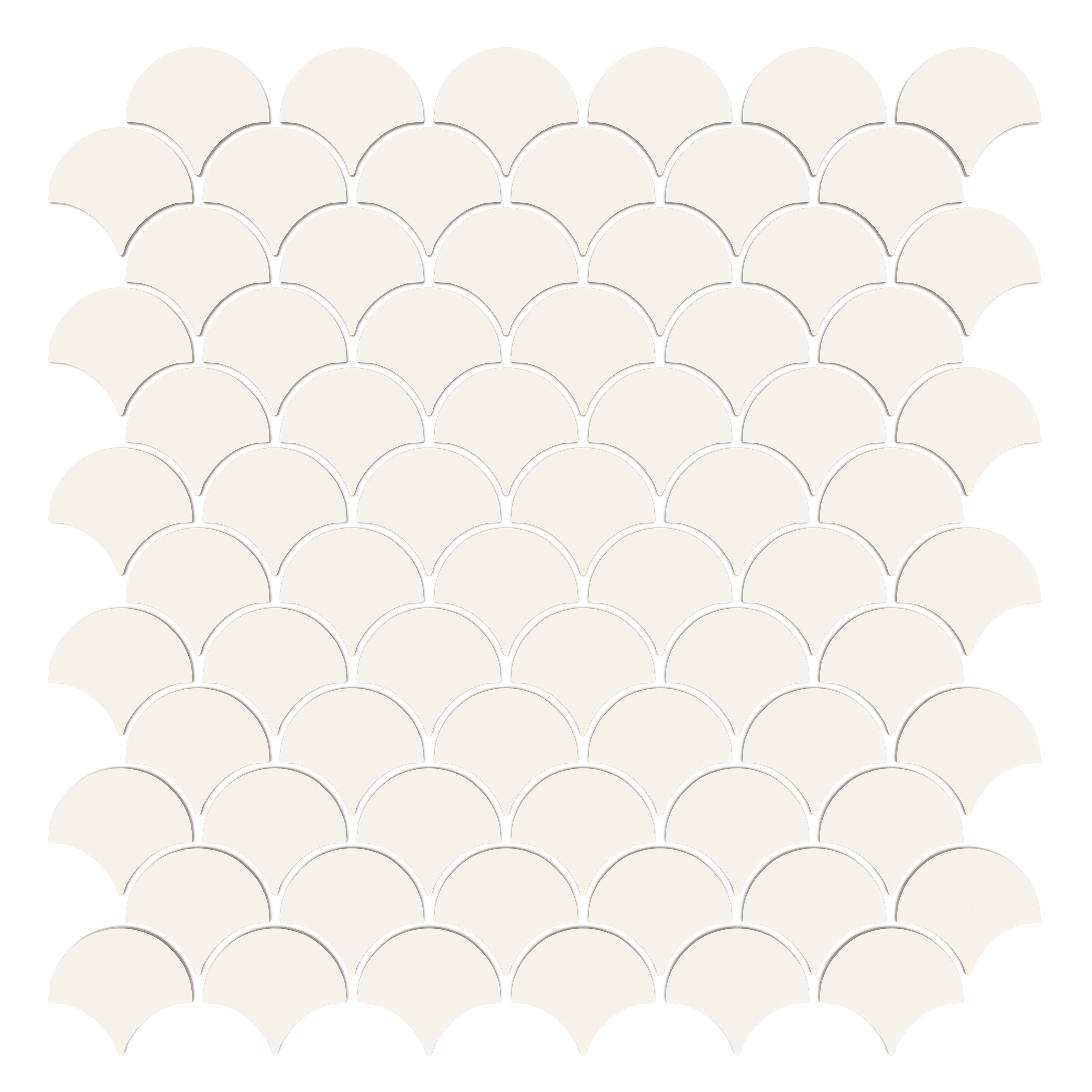 CADENCE GLASS: Crescendo White Scales Mosaic (11"x12"x6-mm | matte | pressed)