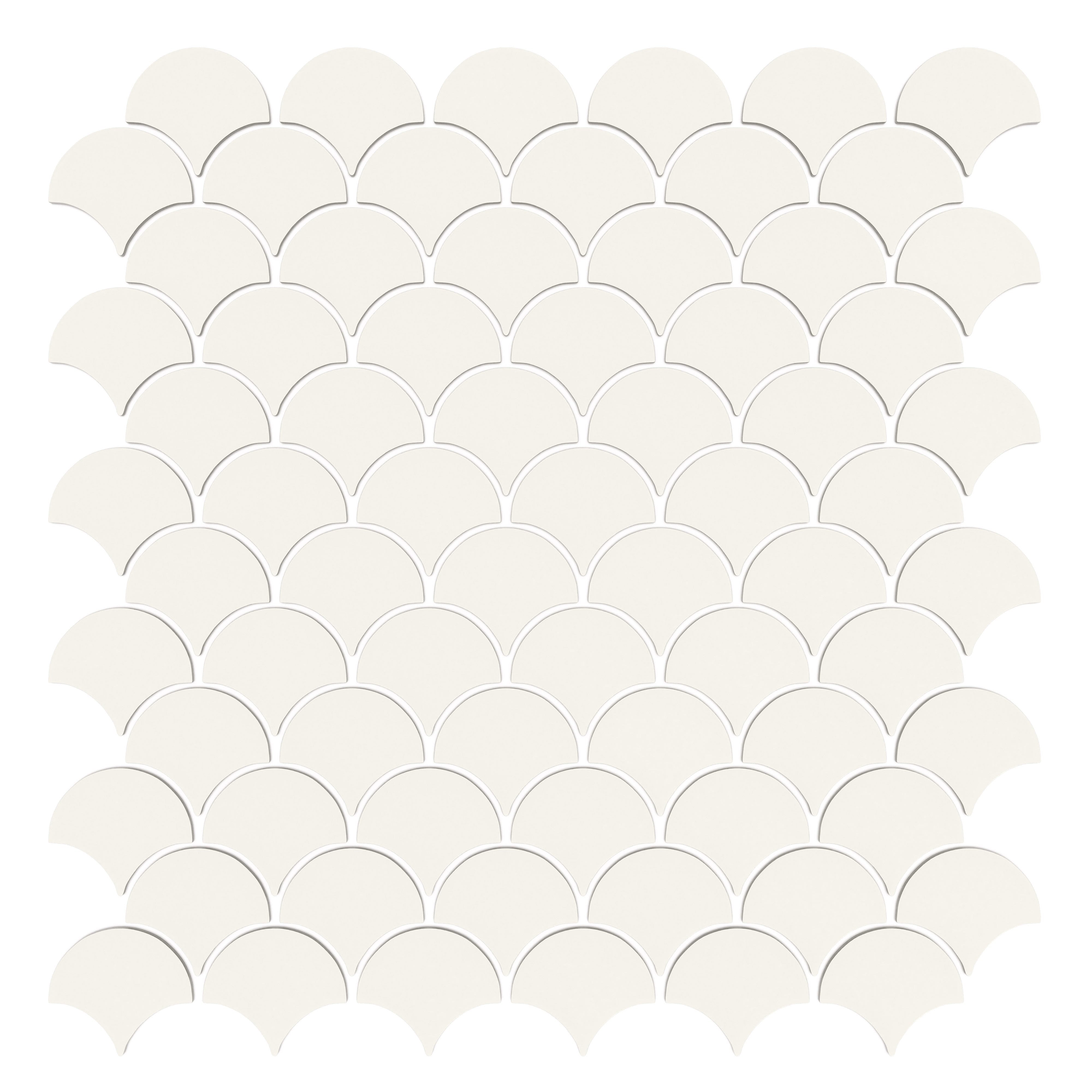 CADENCE GLASS: Crescendo White Scales Mosaic (11"x12"x6-mm | matte | pressed)