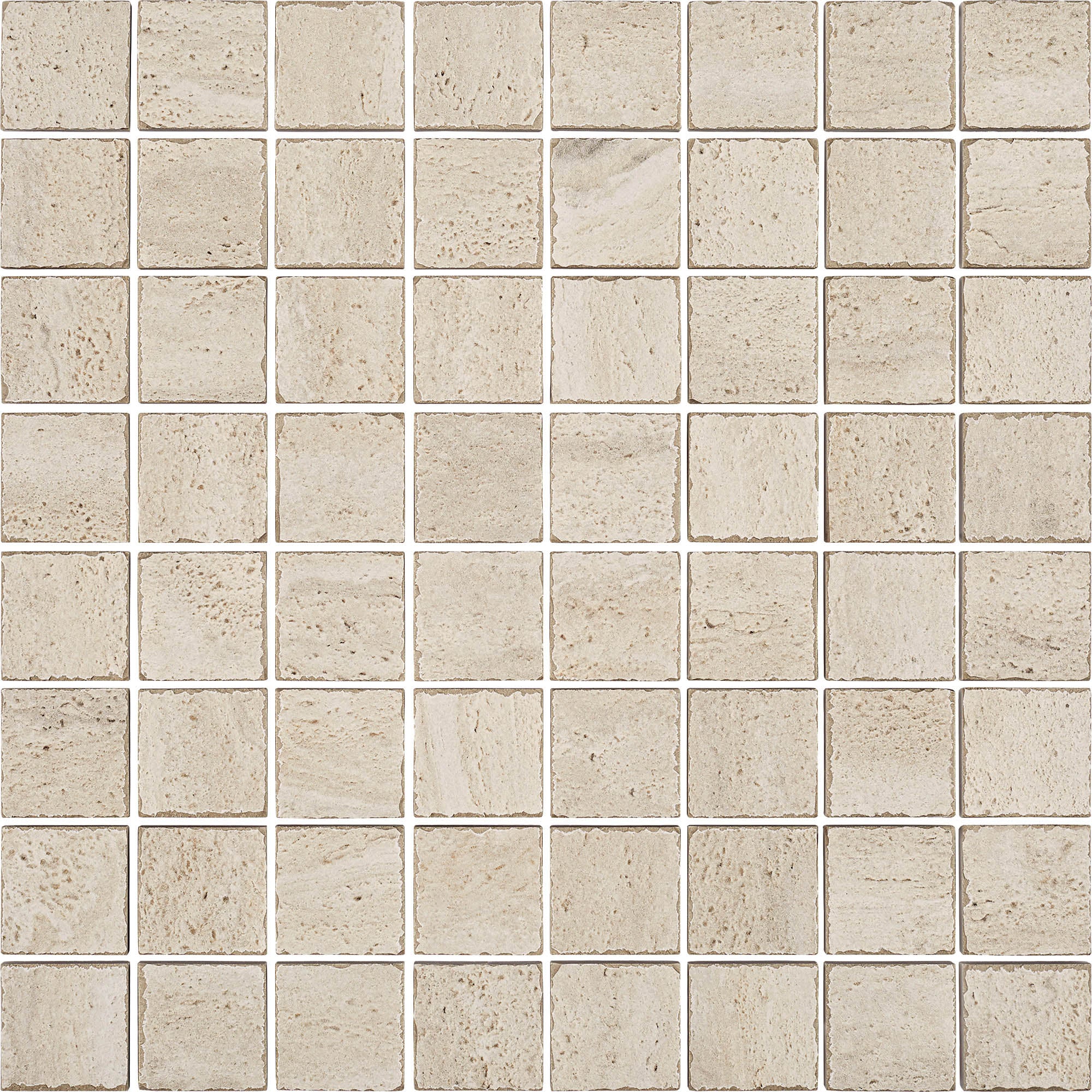 ETERNAL RADIANCE: Ivory Eternity Straight Stack 1.5X1.5 Mosaic (12"x12"x8-mm | natural | tumbled)