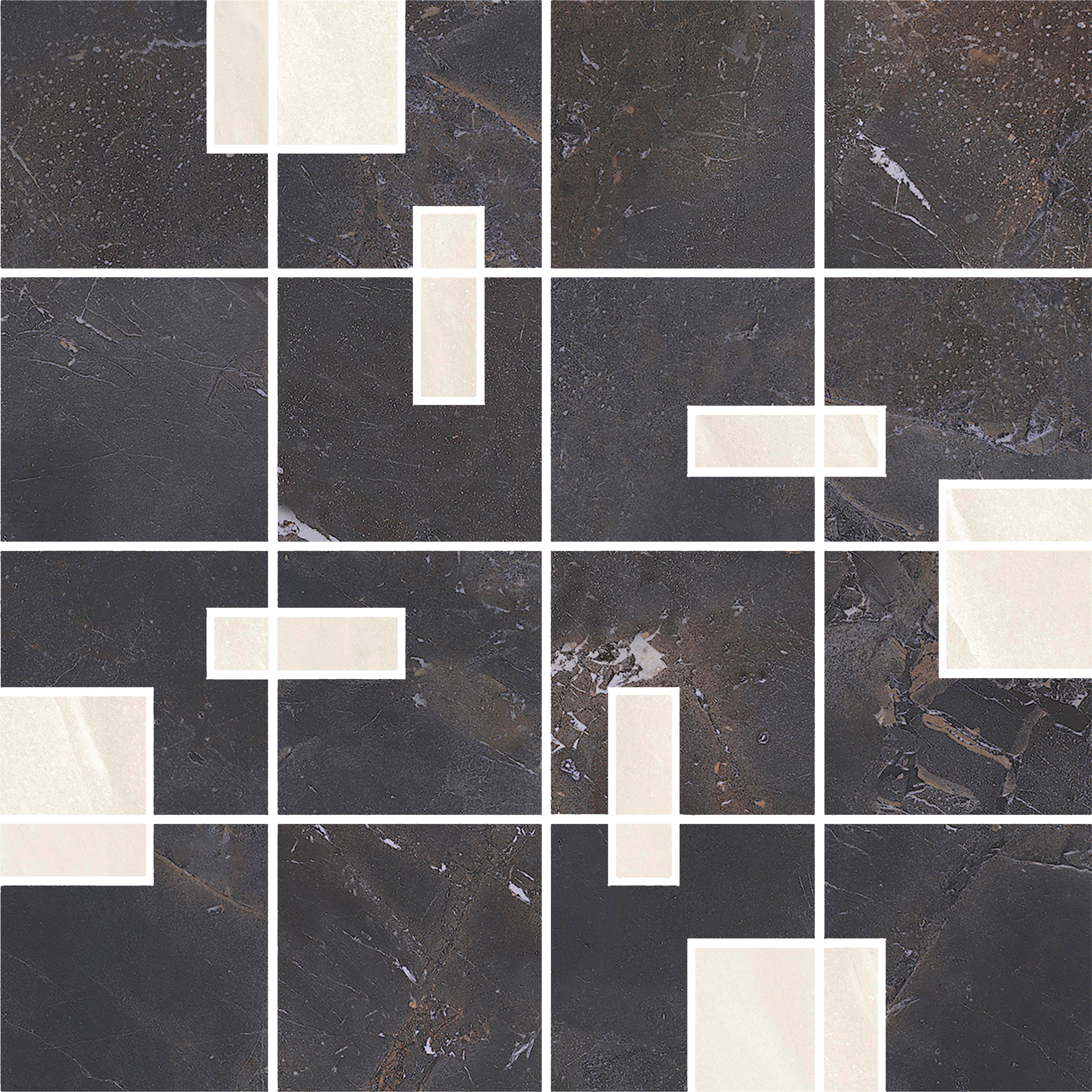 URBAN SILHOUETTE: City Shadow Ticket Notch Mosaic (12"x12"x8-mm | natural | rectified)