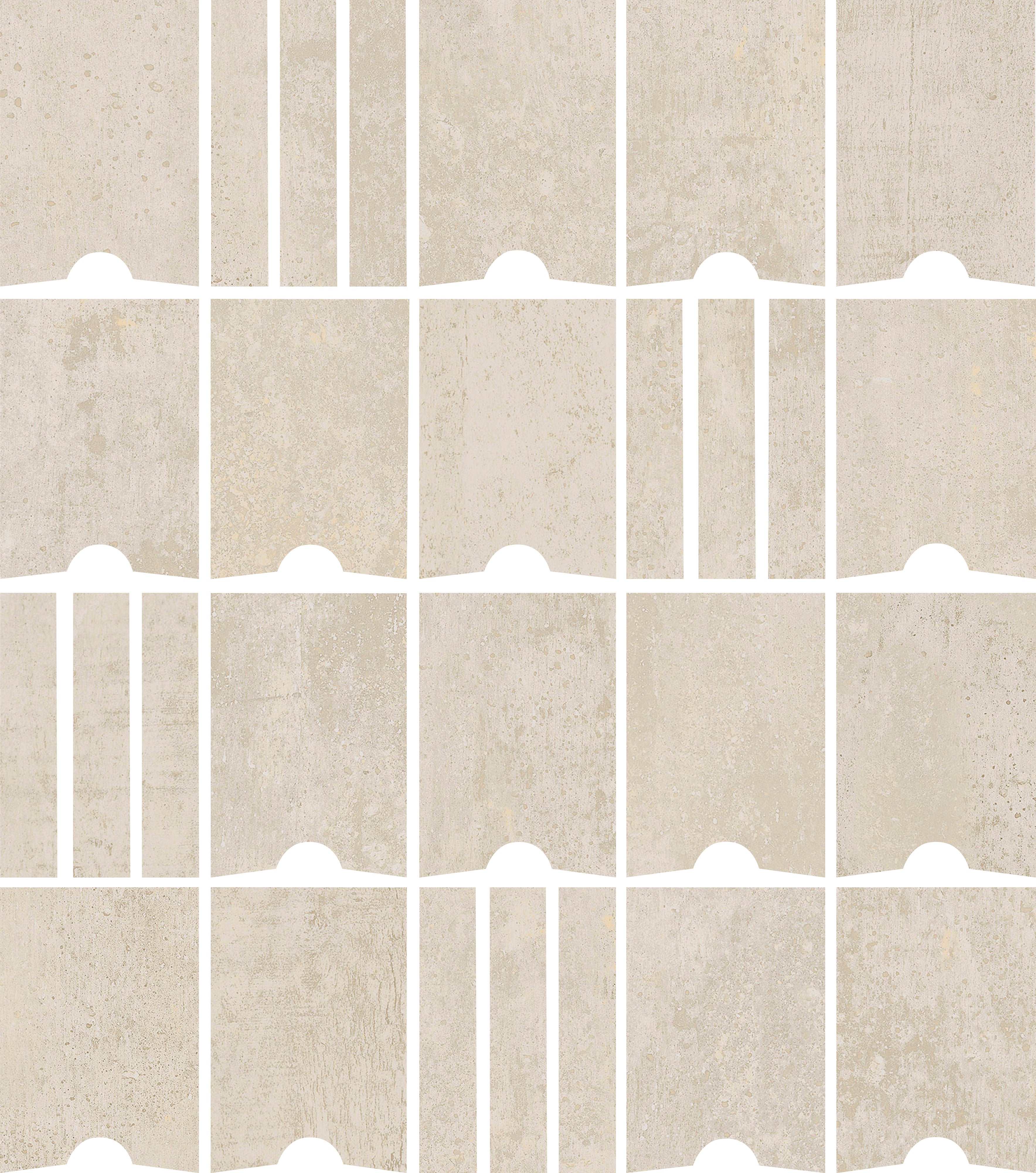 ETHEREAL HARMONY: Whispering Cloud Keyhole Block Mosaic (10"x12"x8-mm | natural | rectified)