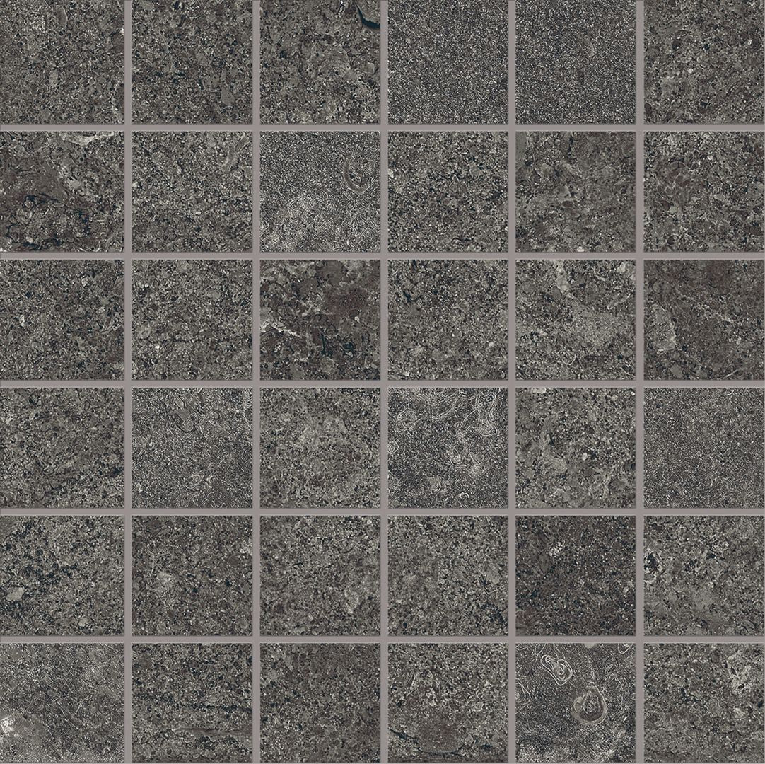 MaPierre NOIR porcelain mosaic tile by Emil, naturale finish, 12"x12" size. Premium Italian porcelain for floors and walls.
