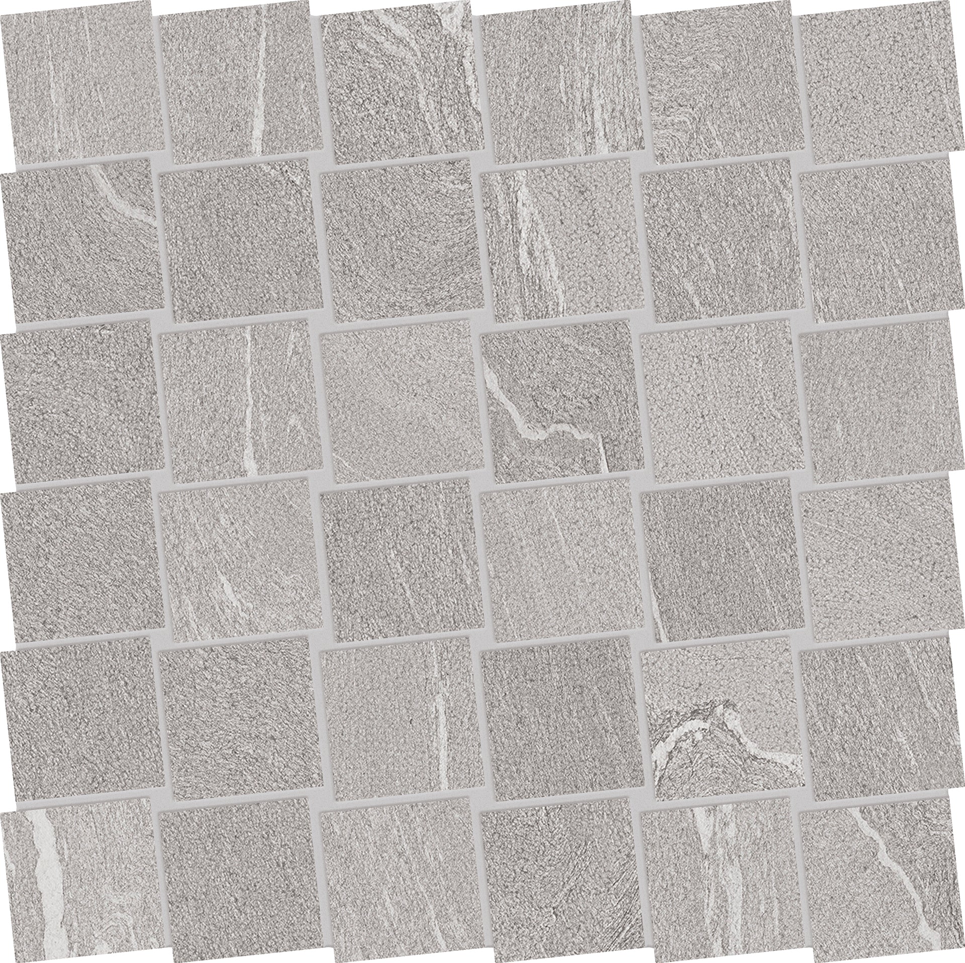 Stone Talk Grey porcelain mosaic tile by Emil, naturale finish, 11 13/16"x11 13/16"x9.5-mm size. Premium Italian porcelain for floors and walls.