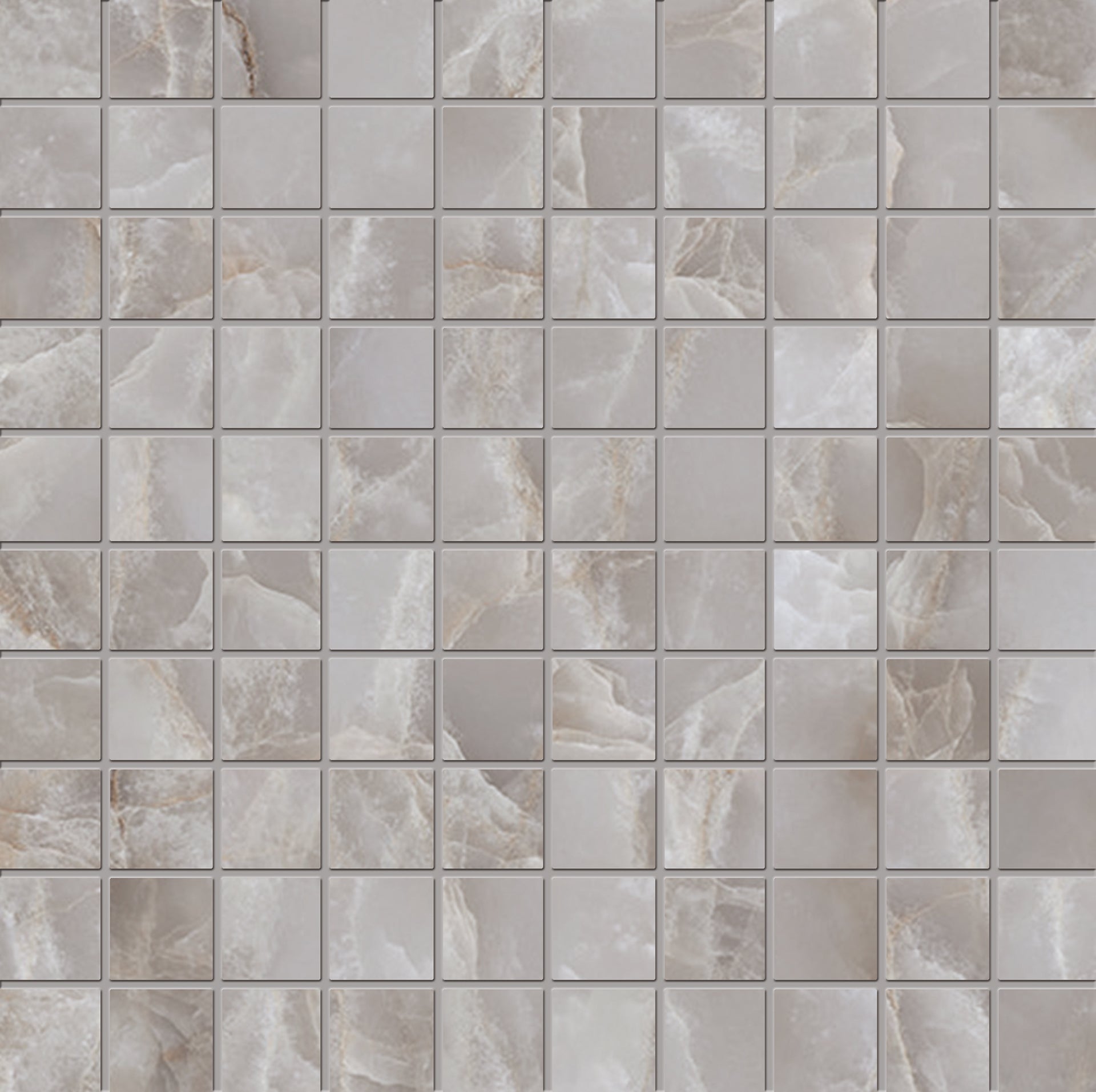 Tele Di Marmo Reloaded ONICE KLIMT porcelain mosaic tile by Emil, full lappato finish, 12"x12" size. Premium Italian porcelain for floors and walls.