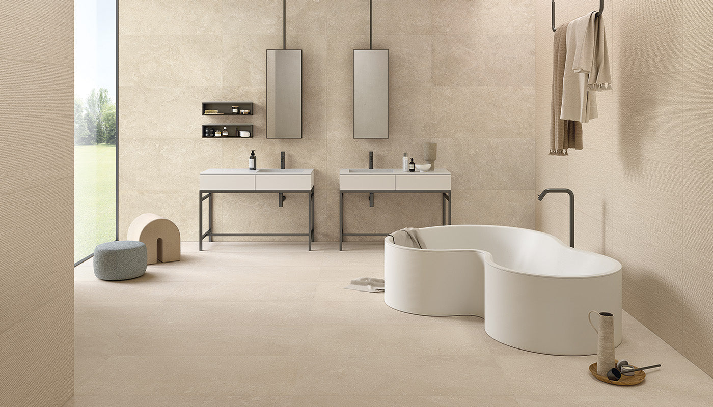 MaPierre BEIGE porcelain mosaic tile by Emil, naturale finish, 12"x12" size. Premium Italian porcelain for floors and walls.