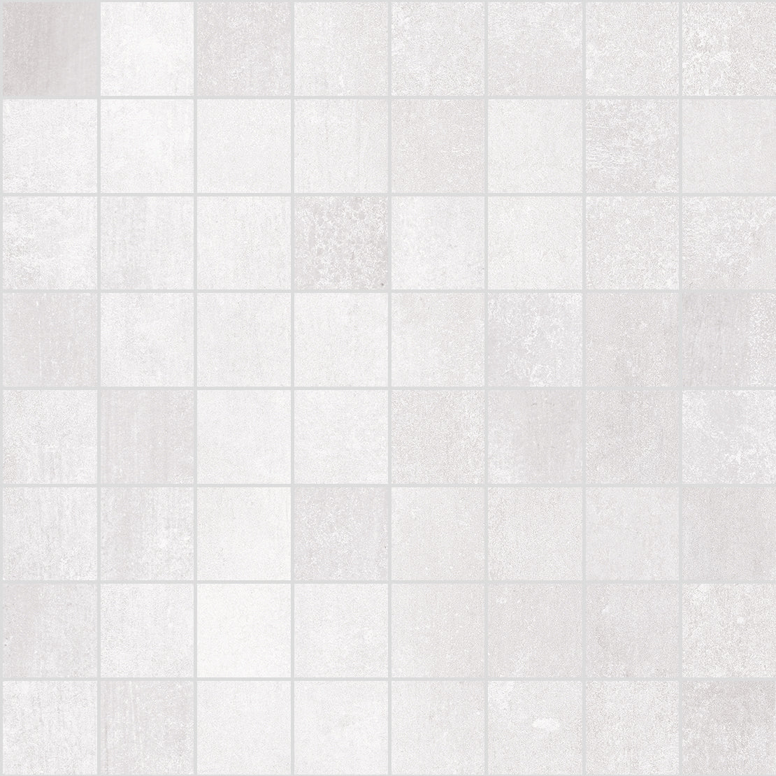 CHICAGO Steel porcelain mosaic, top-down product view, 12"×12"×5/16" size. Premium porcelain for floors and walls.