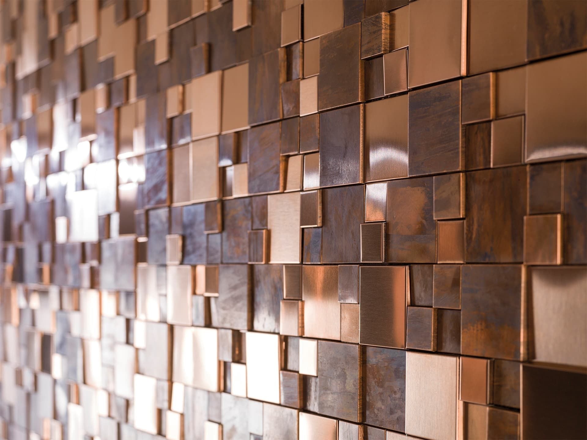 Metal Bronze Mini 3D Cubes Mosaic (12x12x8-mm | matt-gloss)