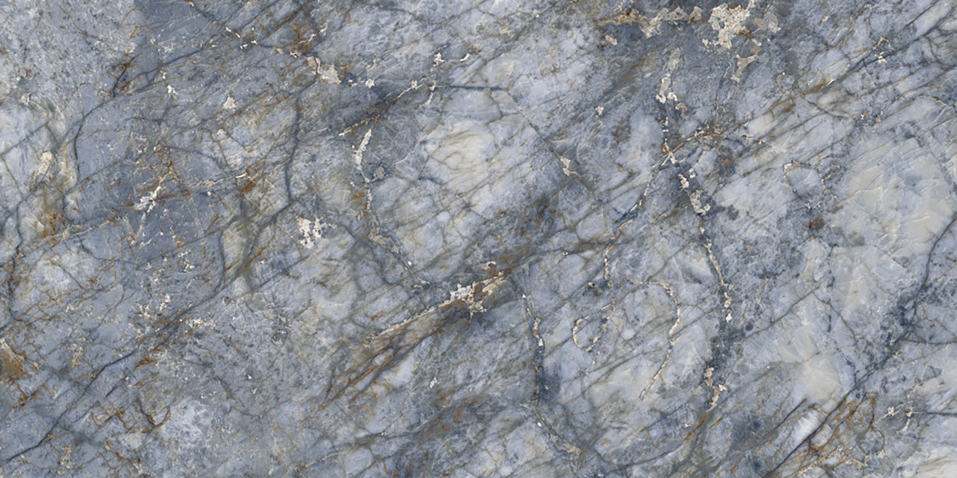 Level Marmi Granito Blu Ande porcelain field tile by Emil, full lappato finish, 62 63/64"x125 63/64"x6.5-mm size. Premium Italian porcelain for floors and walls.