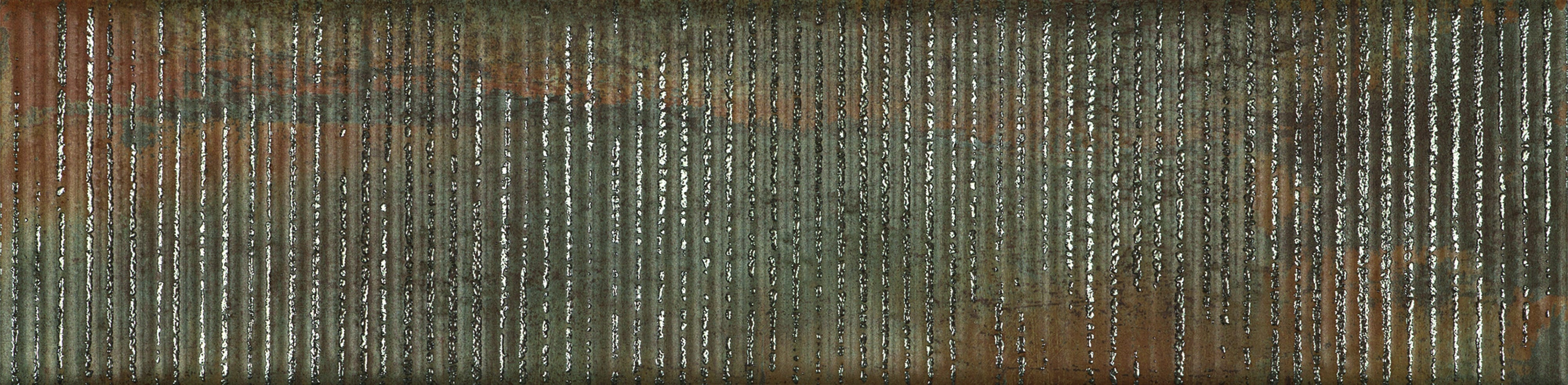 METALLIC REVERIE: Copper Fantasia Groved Field Tile (4"x16"x8-mm | matte | pressed)
