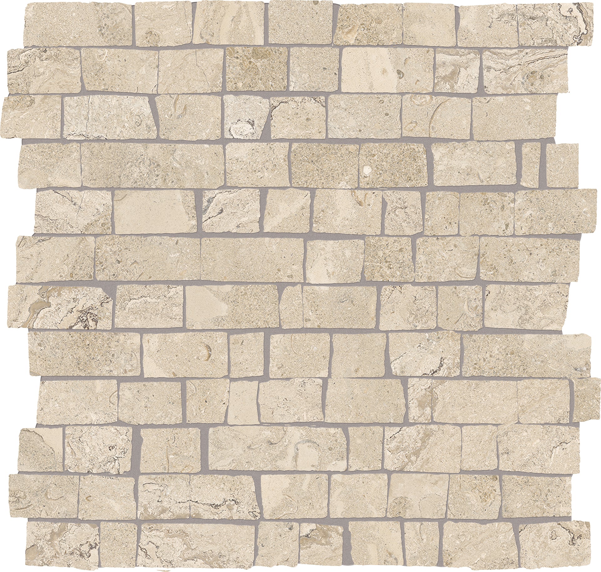 Unique Bourgogne Beige porcelain mosaic tile by Emil, 11 13/16"x11 13/16"x9-mm size. Premium Italian porcelain for floors and walls.