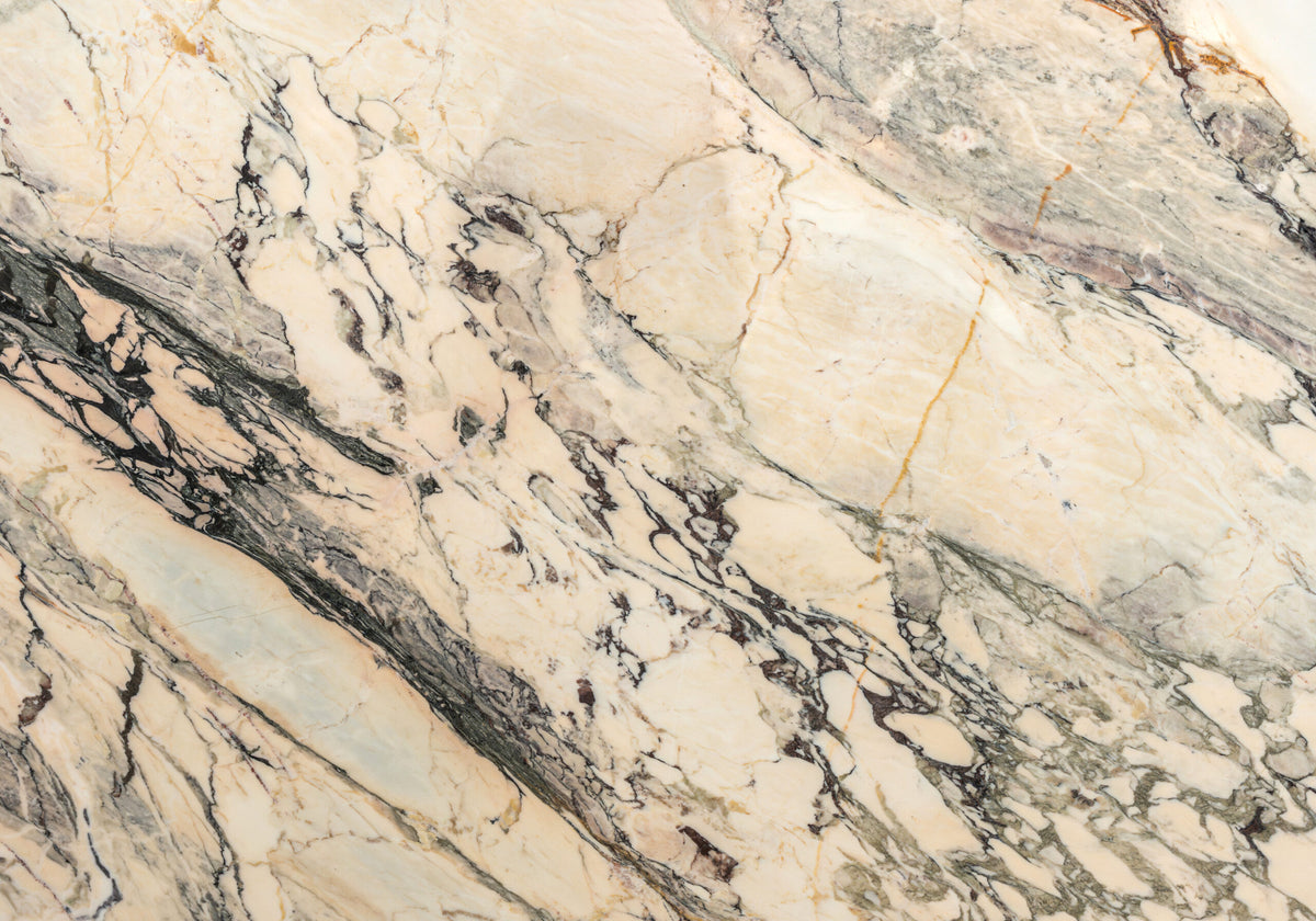 Marble Slabs Calacatta Breccia Violetta marble slabs, top-down product view. Premium marble for floors and walls.