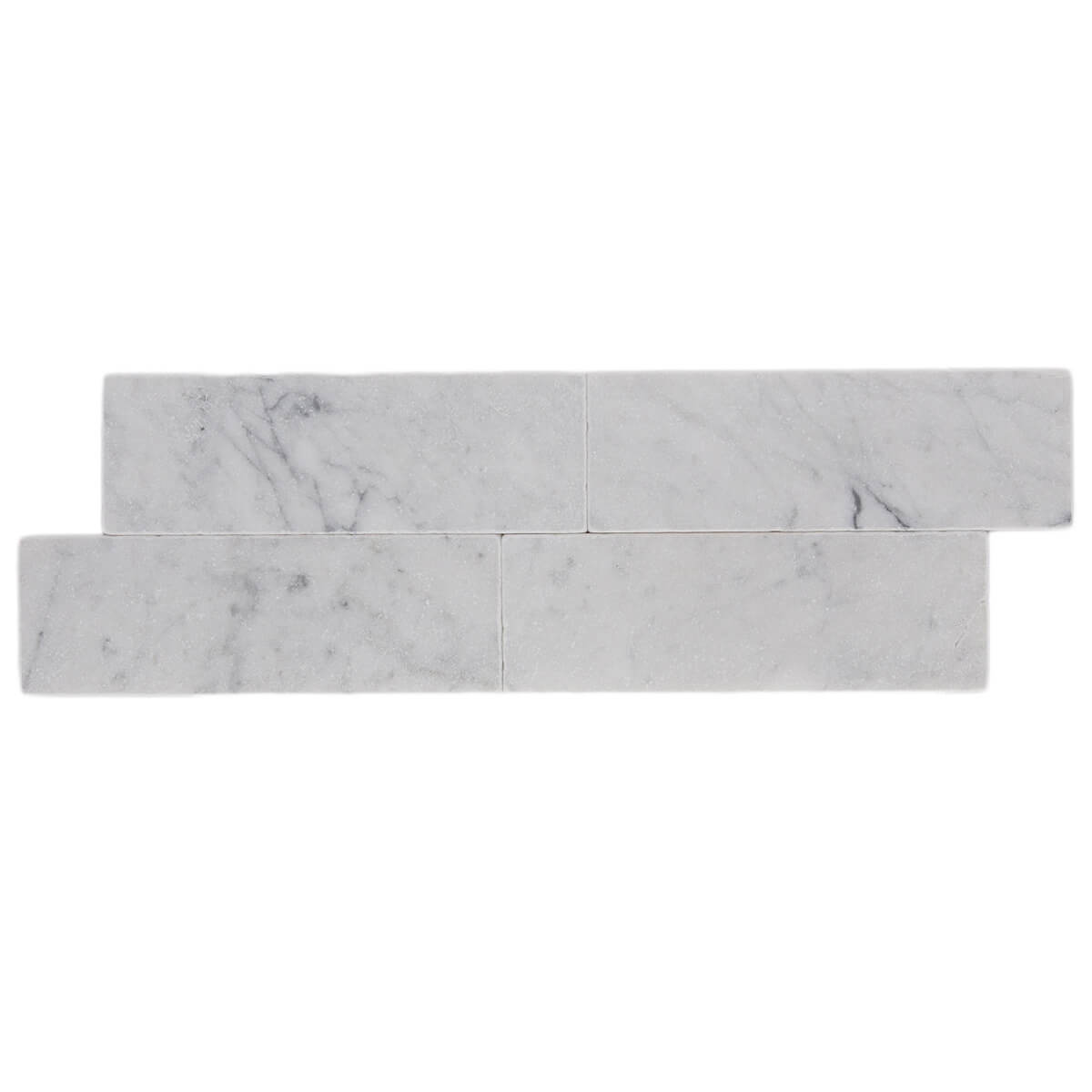 Carrara Bianco field tile - high-quality marble tumbled stone tile with worn edge, 3x9x0.375 inches