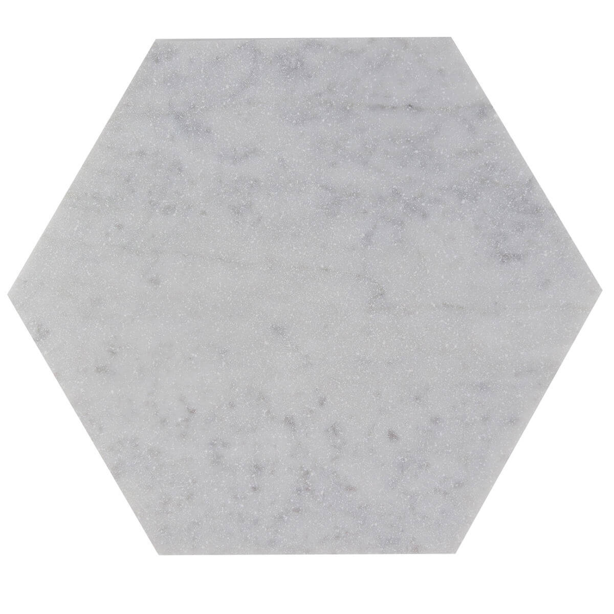 Carrara Bianca hexagonal marble field tile with sandblasted and brushed finish, 10x11.25x0.375 inches