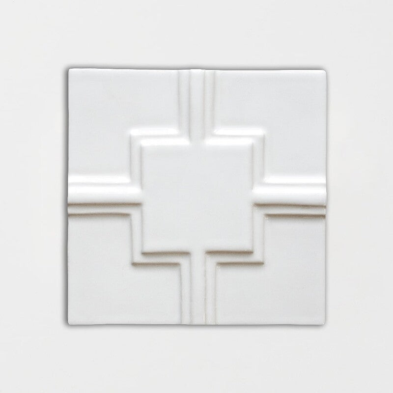 STATUS CERAMIC: Royal White Link Field Deco Tile (glossy | 6"x6"x3/8" | beveled)