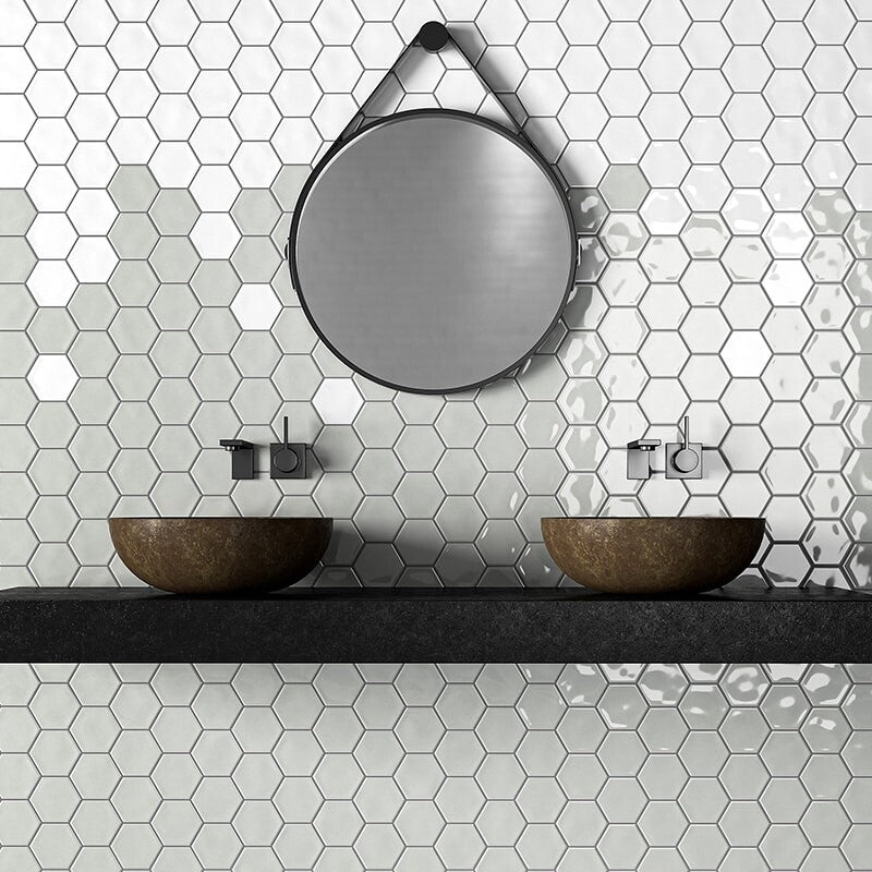 STATUS CERAMIC: Cold Hexagon Field Tile (glossy | 5"x3/8" | beveled)