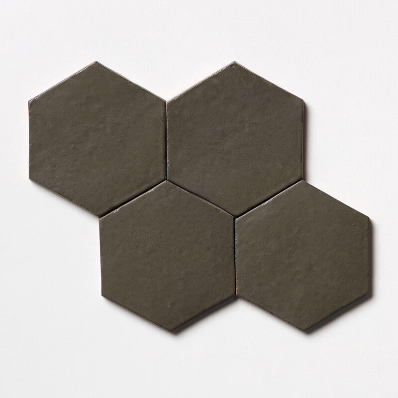 TRACES: Olivin Hexagon Glazed Terracotta Field Tile (5"x5"x3/8" | matte)