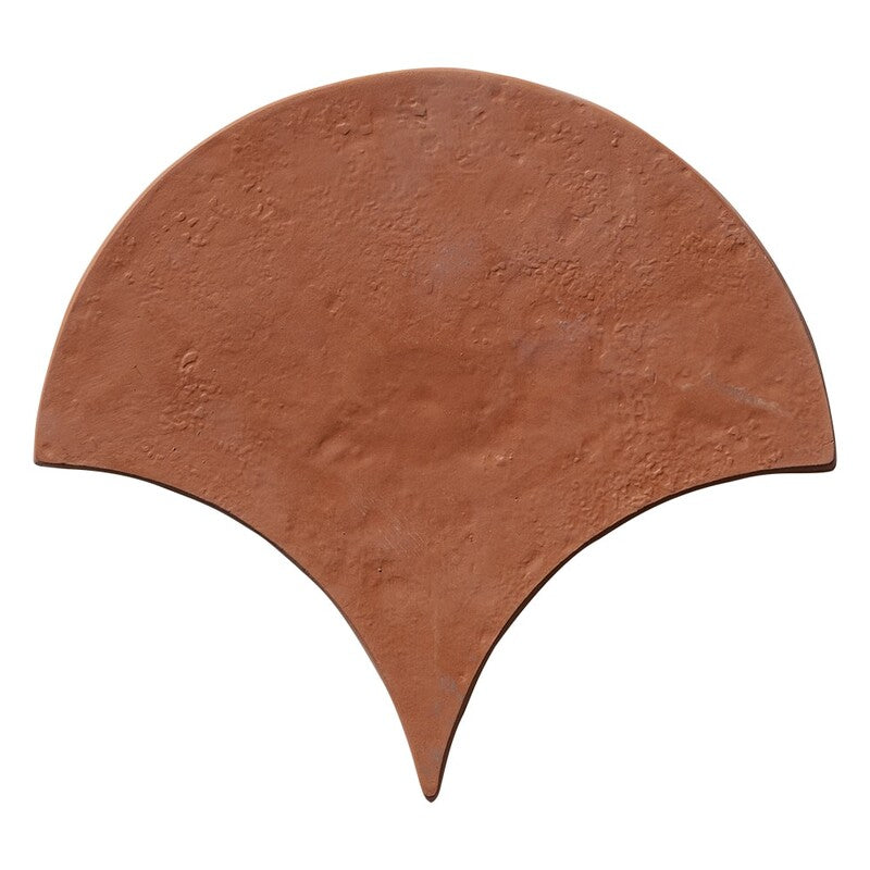 HANDMADE: Brown Fan Natural Terracotta Field Tile ( 8"x3/8" | matte)