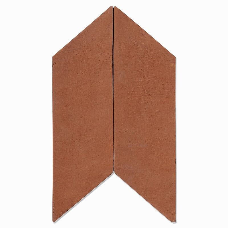 HANDMADE: Brown Chevron Natural Terracotta Field Tile ( 3"x8"x3/8" | matte)