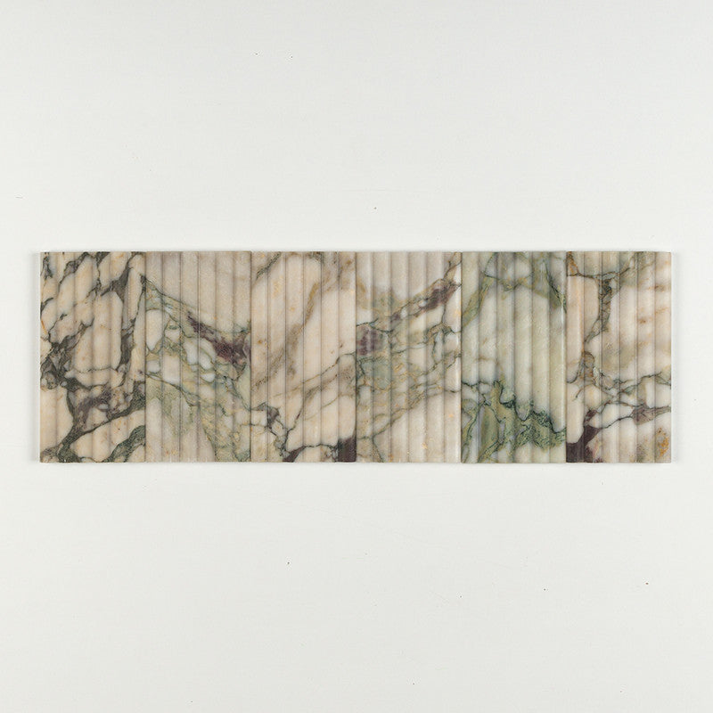 FLUTED: Calacatta Green Field Deco Tile (honed | 6"x12"x3/4" | straight cut)