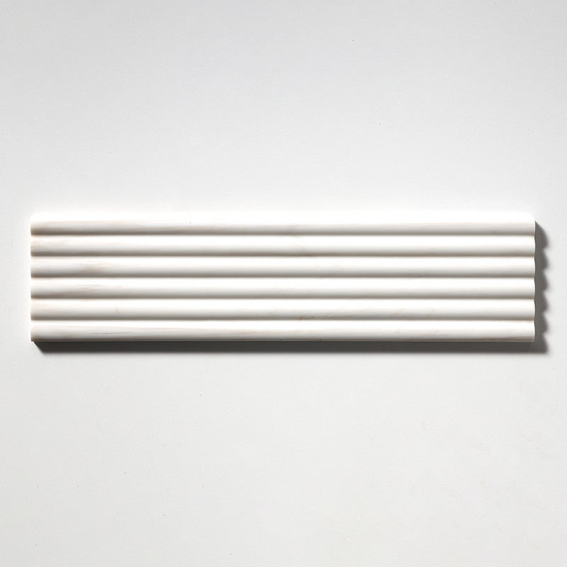 FLUTED: Bianco Dolomiti Field Deco Tile (honed | 6"x24"x3/4" | straight cut)