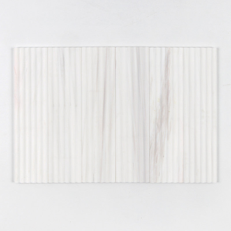 FLUTED: Bianco Dolomiti Field Deco Tile (honed | 6"x24"x3/4" | straight cut)