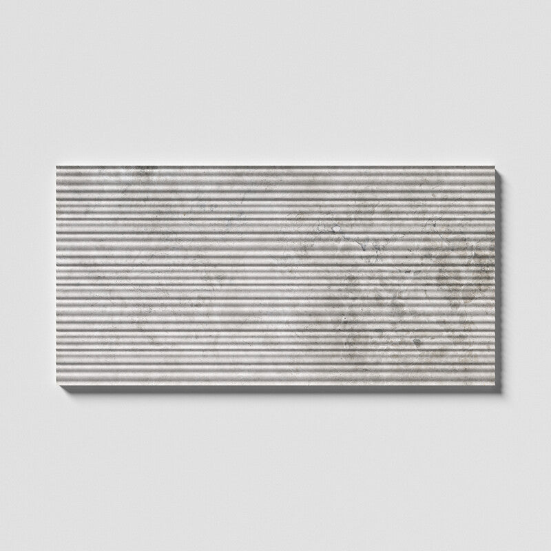 FLUTED: Silver Shadow Field Deco Tile (honed | 18"x36"x1/2" | straight cut)