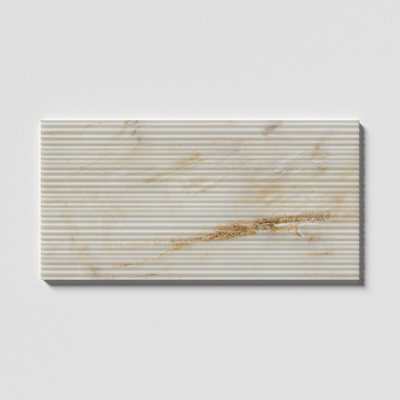 FLUTED: Calacatta Amber Field Deco Tile (honed | 18"x36"x1/2" | straight cut)