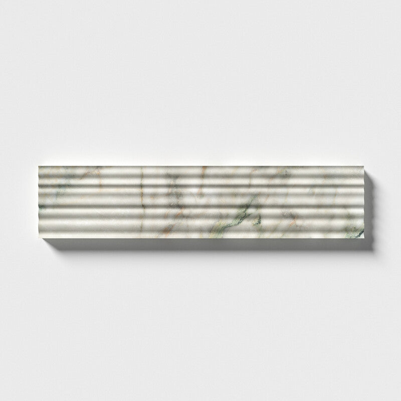 FLUTED: Calacatta Green Field Deco Tile (honed | 4"x18"x1/2" | straight cut)