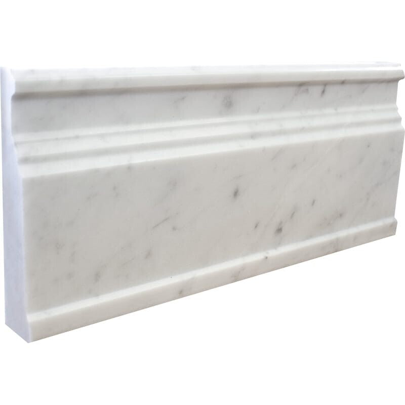 WHITE CARRARA : Baseboard (polished | 5"x12"x3/4" | beveled)