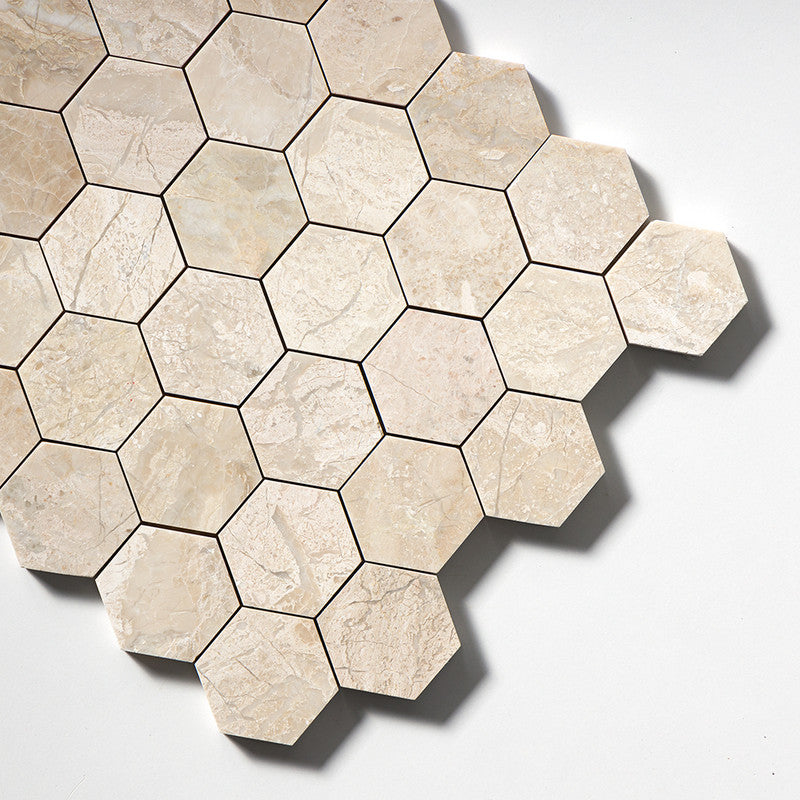 DIANA ROYAL : Hexagon Mosaic (polished | 10"x12"x3/8" | straight cut)