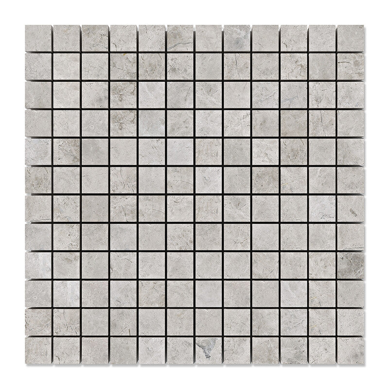 SILVER SHADOW : 1X1 Straight Stack Mosaic (honed | 12"x12"x3/8" | straight cut)