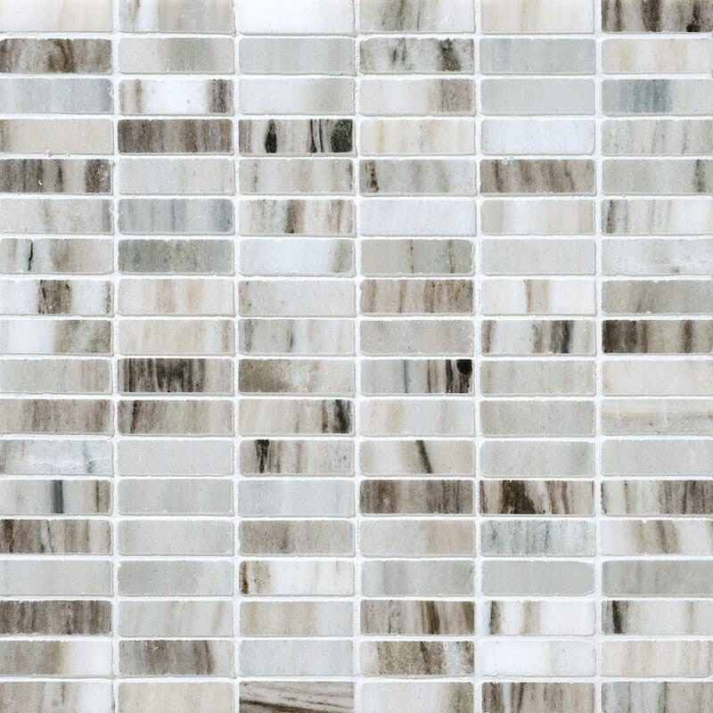 SKYLINE : 5/8X2 Straight Stack Mosaic (polished | 12"x12"x3/8" | straight cut)