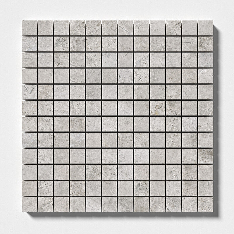 SILVER CLOUDS : 1X1 Straight Stack Mosaic (polished | 12"x12"x3/8" | straight cut)