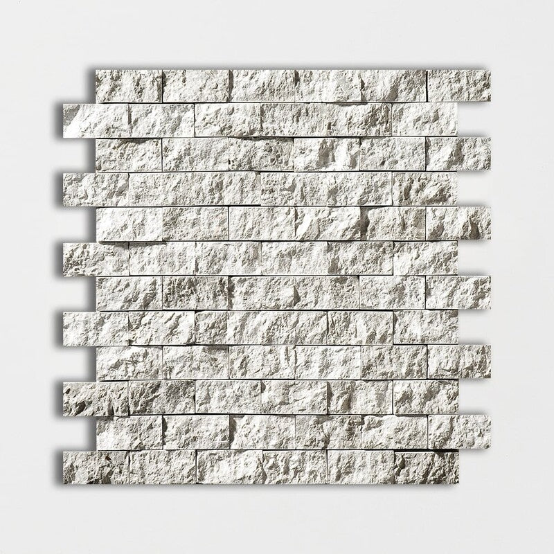 SILVER SHADOW : 1X2 Staggered Joint Mosaic (rock face | 12"x12"x5/8" | straight cut)