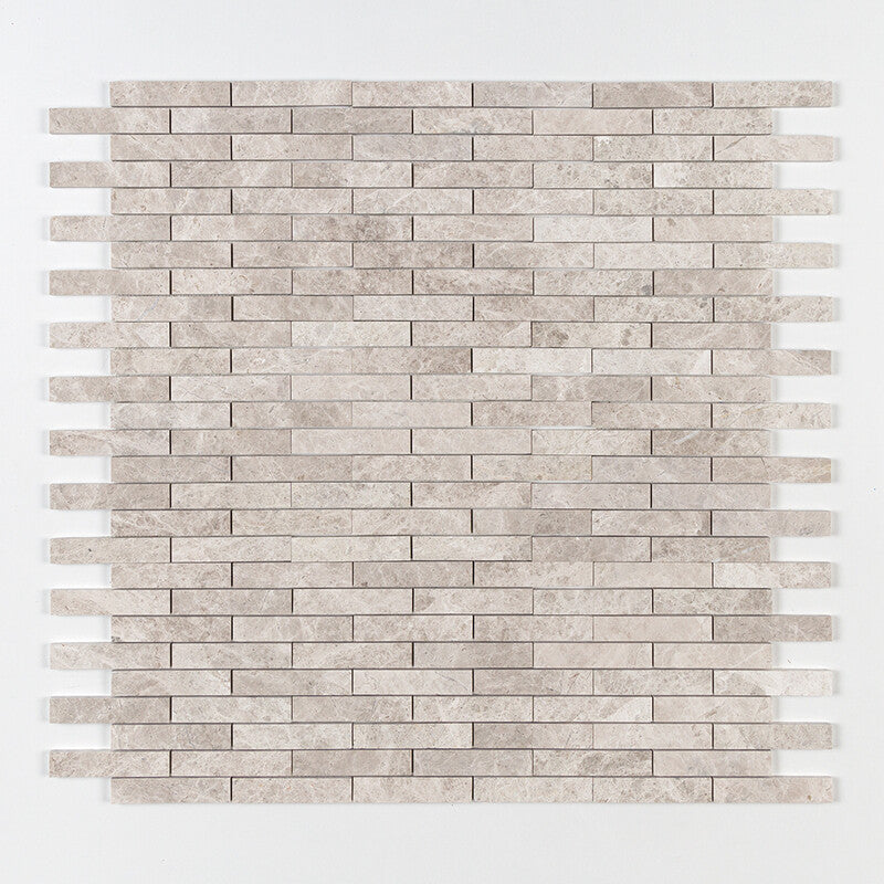 SILVER SHADOW : 1 1/4X6 Staggered Joint Mosaic (honed | 12"x12"x3/8" | straight cut)