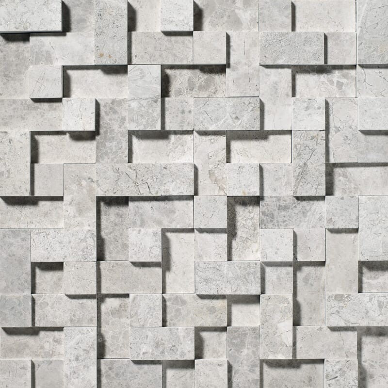 SILVER SHADOW : Random Cubes Mosaic (honed | 12"x12"x3/8" | straight cut)