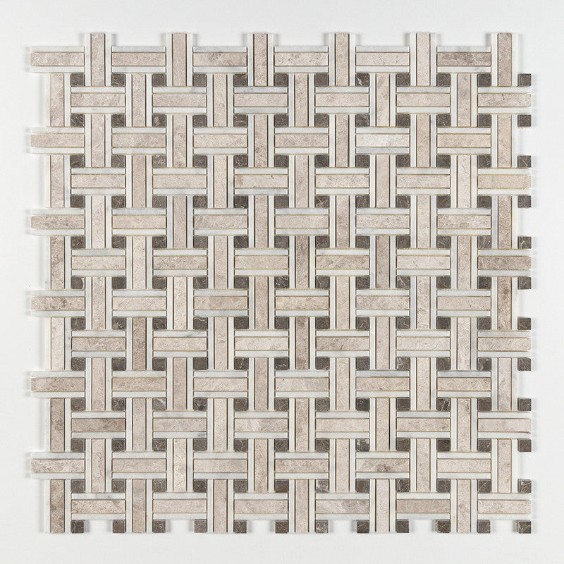 SILVER SHADOW : Lattice Mosaic (honed | 12"x12"x3/8" | straight cut)