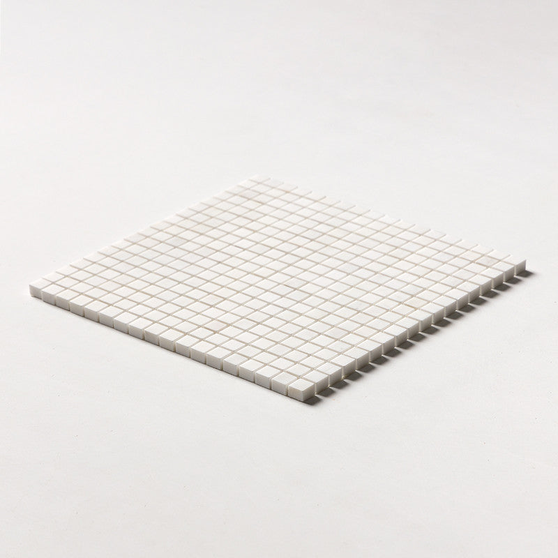 SNOW WHITE : 5/8X5/8 Straight Stack Mosaic (polished | 12"x12"x3/8" | straight cut)