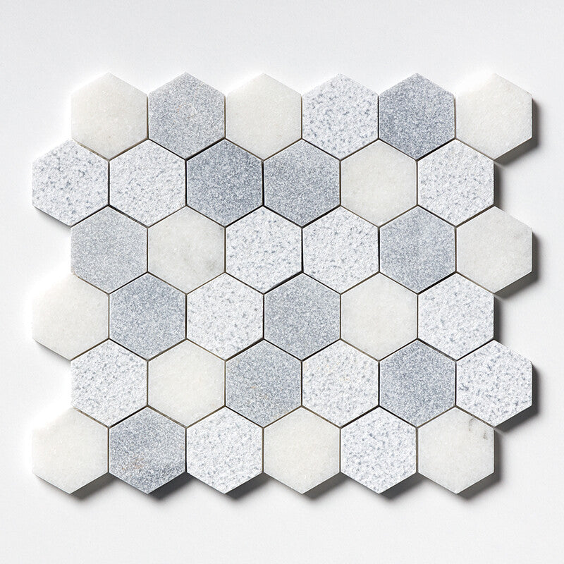 ALLURE LIGHT : Glacier Hexagon Mosaic (textured | 10"x12"x3/8" | straight cut)