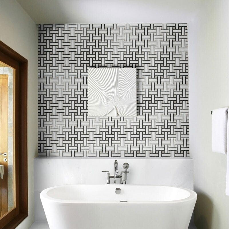 ASPEN WHITE : Lattice Mosaic (honed | 12"x12"x3/8" | straight cut)