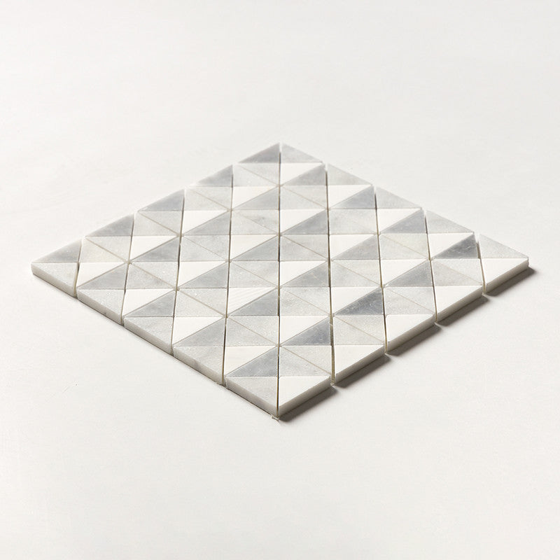 STUDIO : Allure Light Glacier Devon Triangular Mosaic (multi finish | 12"x12"x1/2" | straight cut)