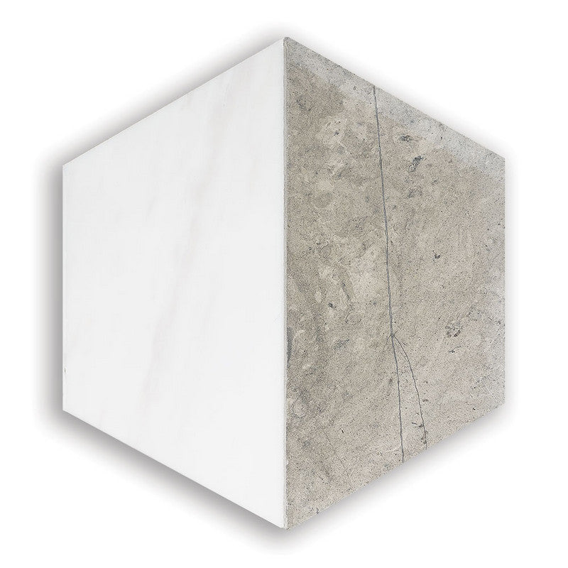 STUDIO : Snow White Mcm 8 Hexagon Mosaic (honed | straight cut)