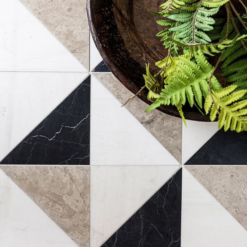 STUDIO : Snow White Mcm 8 Square Mosaic (honed | 8"x8"x3/8" | straight cut)
